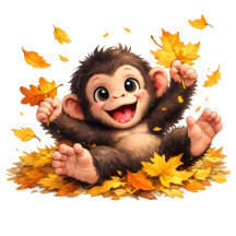 Cute Monkey with Big Eyes Happy Jungle Animal
