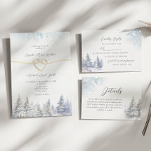 Pine Trees Winter Wedding Invitation Suite