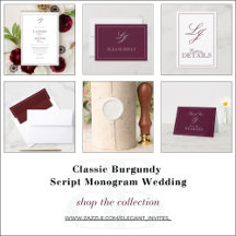 Classic Burgundy Script Monogram Wedding