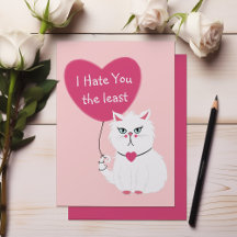 Sarcastic Valentine's Day with Moody White Cat 
