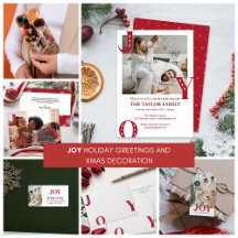 Holiday JOY Family Greeting and Xmas Decor