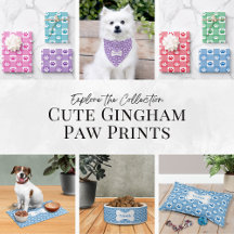 Pet Lovers Cute Gingham Paw Prints