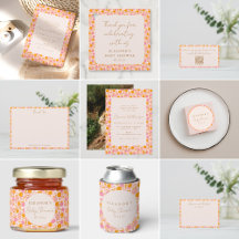 Boho Pink Orange Floral Cute Baby Shower