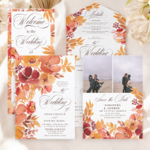 Elegant Fall Floral elegant boho script wedding