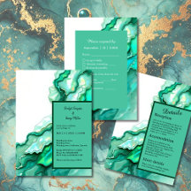 elegant Emerald Teal Marble Watercolor Wedding