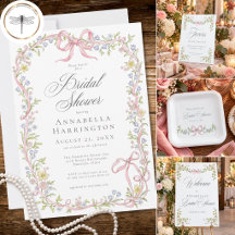 Elegant Victorian Pastel Floral Bow Bridal Shower