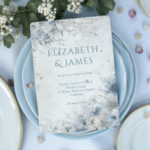 Dusty Blue Silver Rose Winter Floral Wedding 