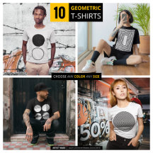 Black and White Round & Rectangle Geometric Shapes