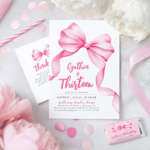 Pink Bow Birthday Invitation Collection