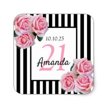 21st birthday party black stripes florals Paris