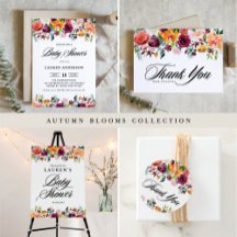 Autumn Blooms Floral Baby Shower Invitation