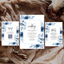 Dusty Blue Navy Ivory Floral Wedding Collection