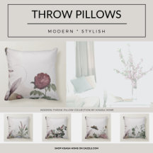 Pillows   Light Gray Cottage Botanical Prints