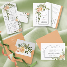 Floral arch with peach watercolor flowers wedding