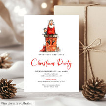 Quirky funny Santa Claus Christmas invitation #07W