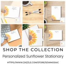 Personalized Sunflower Stationery Collection.