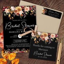 Fall Foliage Autumn Colors on Black Bridal Shower