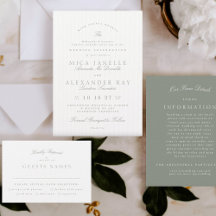 Formal Gray Green Classic Calligraphy Wedding