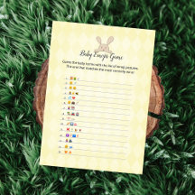 Tan Bunny Argyle Baby Shower Games