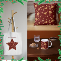 Christmas red gold star pattern gifts & supplies