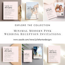 Minimal Modern Pink Wedding Reception Invitations