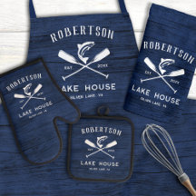 Rustic Navy Family Lake House Kitchen Gift Set
