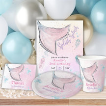 Pink and purple watercolor mermaid tail