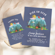 Modern Navy Blue Camping Birthday Party