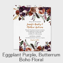 Eggplant Purple Butter Rum Boho Rustic Wedding