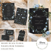Moody Black & Blue Wildflower Wedding Collection