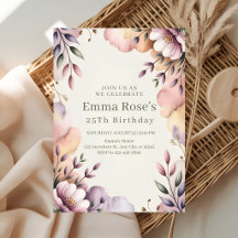 Little Mermaid Birthday Invitation Pink Purple