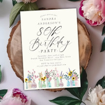 Elegant Watercolor Florals 80th Birthday Party