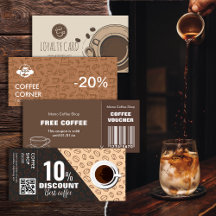 Stylish Coffee Shop Loyalty & Voucher Cards