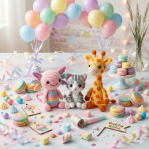 Adorable Crocheted Animals in Candy Land  