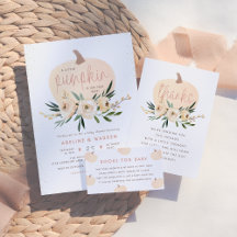 Modern Floral Pumpkin Couples Baby Shower