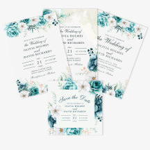 Teal and Off-White Wildflowers Wedding Collection