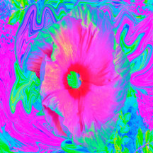 Psychedelic Pink and Red Hibiscus Flower
