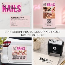 Pink Script Photo Logo Nail Salon Business Suite