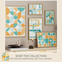 Mid Century Modern Wall Art in Teal & Orange
