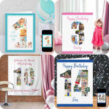 Kids Birthday with Photo Collage Numbers