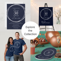 30th Birthday Navy Silver Cheers to 30 Years Party