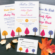 Elegant Colorful Trees Fall Wedding Collection