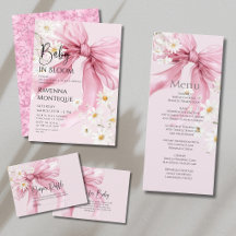 Pink Bow Daisy Floral Baby Shower