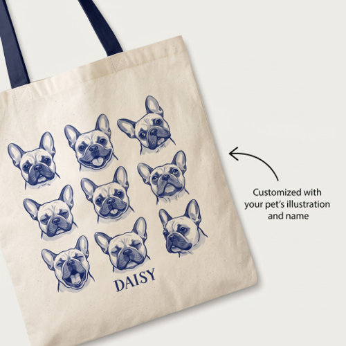 Partial crop + arrow callout: the personalized canvas tote bag with DAISY's portrait