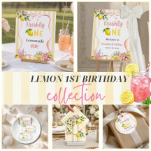 Bow Pink Yellow Lemon Freshly One First Birthday