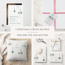 Winter Green Christmas Monogram Bauble Collection