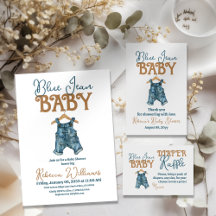 Modern It's a Boy Denim Blue Jean Baby Shower