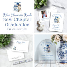 Blue Chinoiserie Books New Chapter Graduation