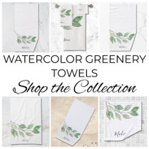 Watercolor Greenery Towel Collection