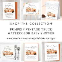 Pumpkin Vintage Truck Watercolor Baby Shower
